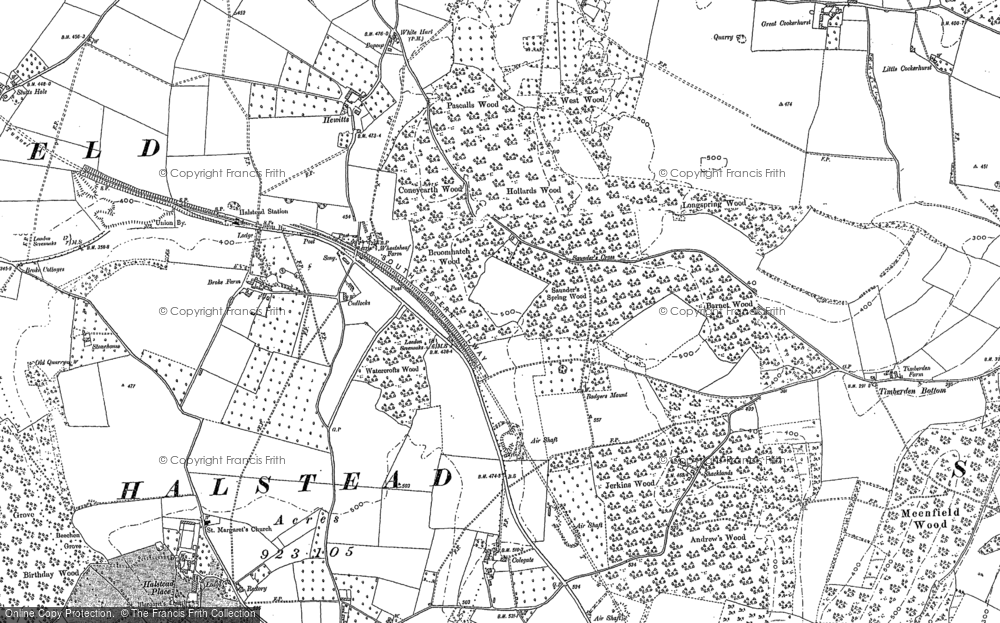 Old Map of Historic Map covering Well Hill in 1895