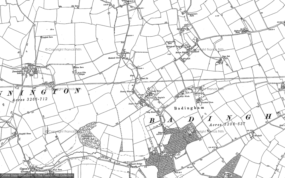 Old Map of Historic Map covering Laxfield Wood in 1883