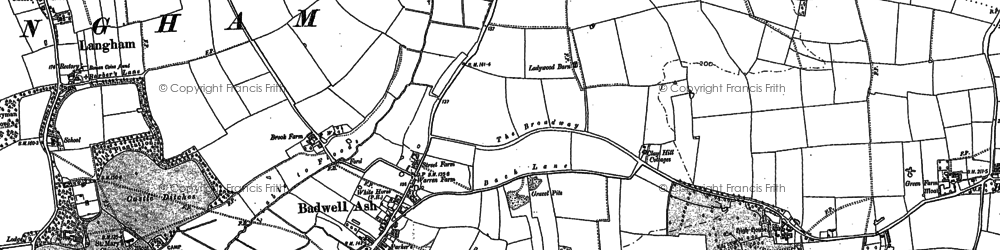 Old map of Badwell Ash in 1883