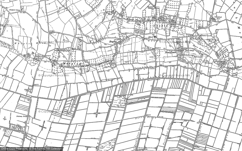 Old Map of Historic Map covering Westhay Moor in 1884