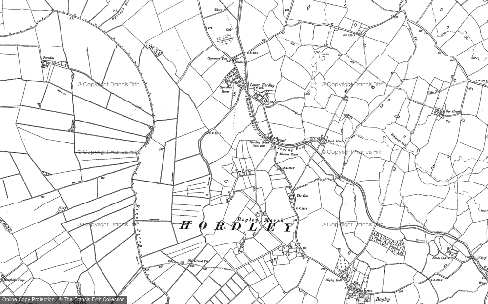 Old Map of Historic Map covering Baggy Moor in 1875