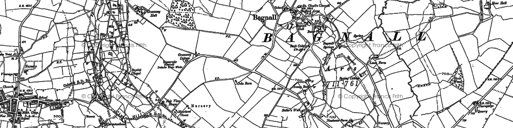 Old map of Bagnall in 1879