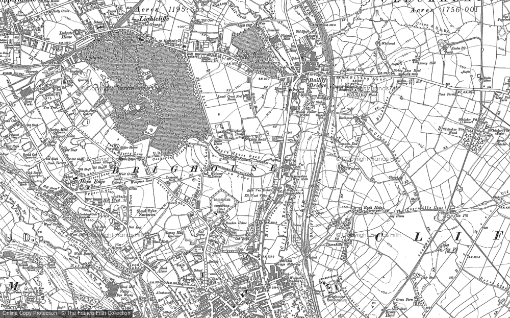 Old Map of Bailiff Bridge, 1892 in 1892
