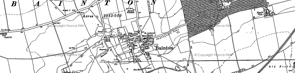 Old map of Bainton Burrows in 1890