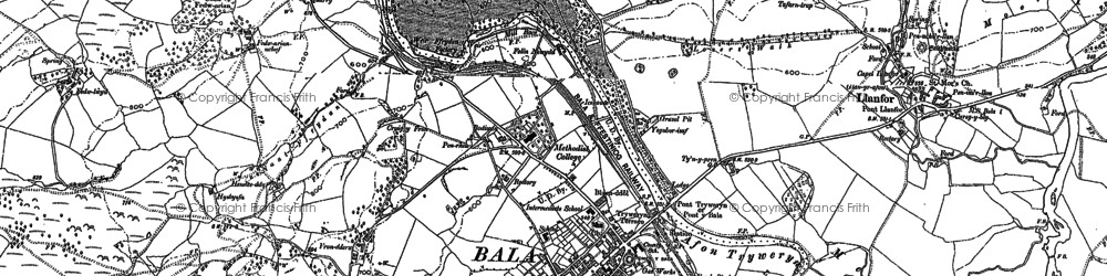 Old map of Bala in 1886