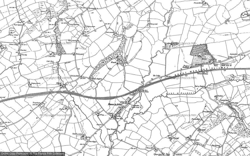 Old Map of Historic Map covering Bron-y-gaer in 1887