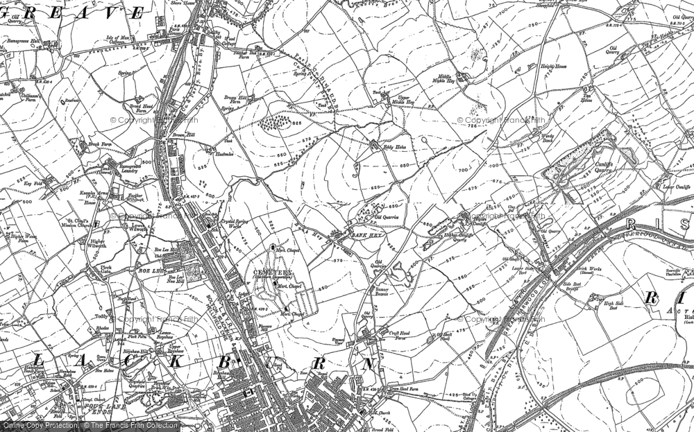 Old Map of Historic Map covering Sunny Bower in 1891