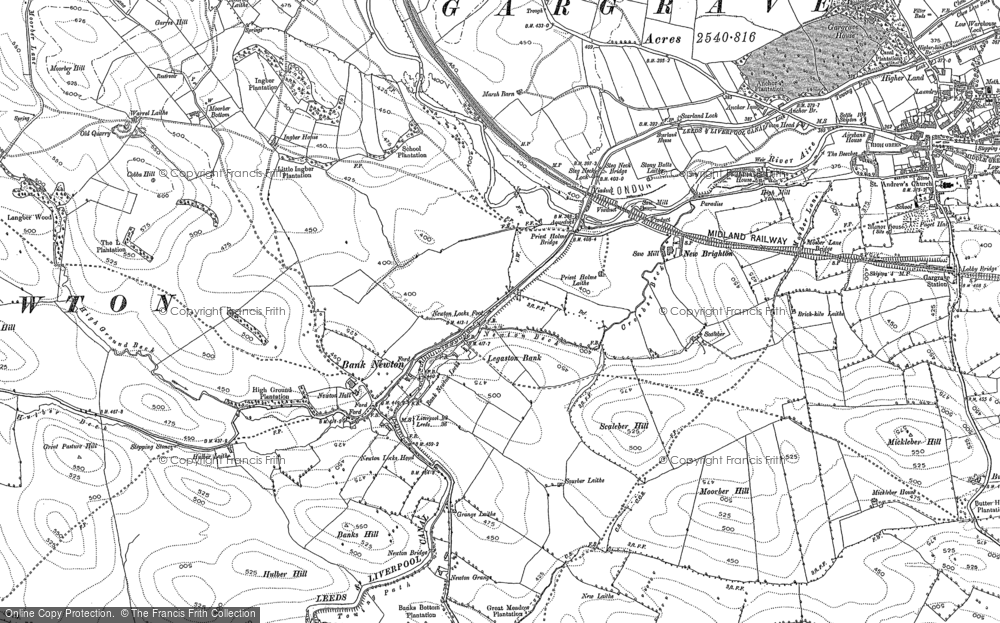 Old Map of Bank Newton, 1893 - 1907 in 1893