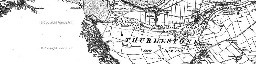 Old map of Bigbury Bay in 1884