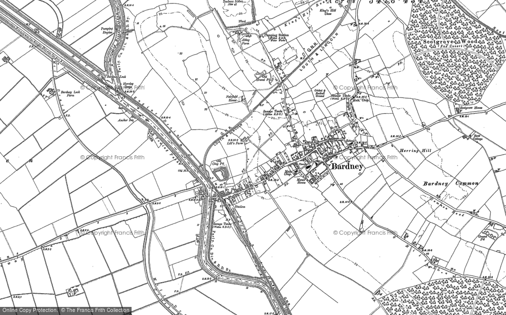 Old Map of Bardney, 1886 in 1886