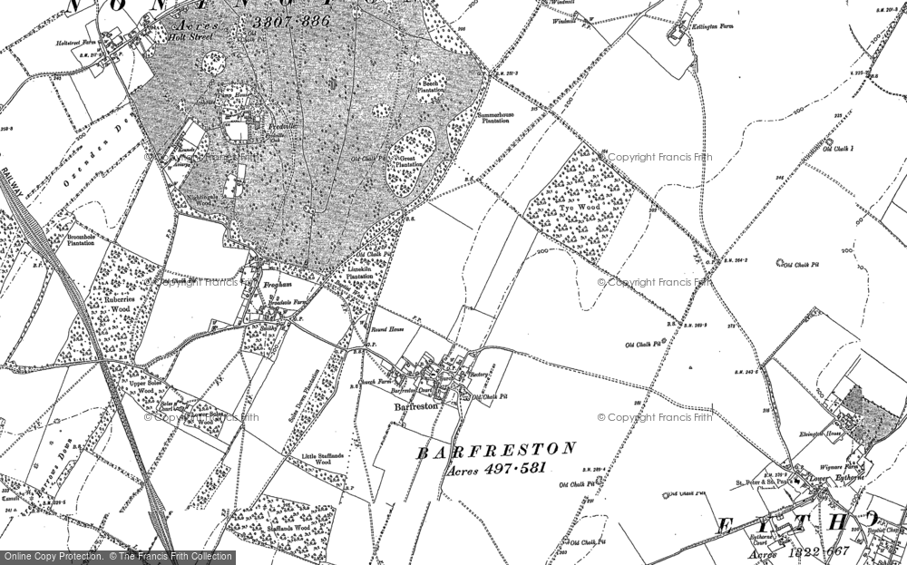 Old Map of Barfrestone, 1896 in 1896