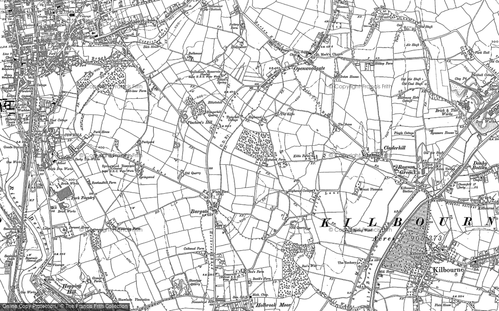 Old Map of Historic Map covering Cinderhill in 1880