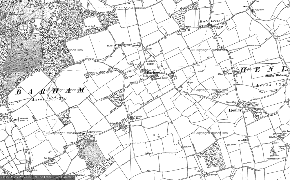 Old Map of Barham, 1883 in 1883