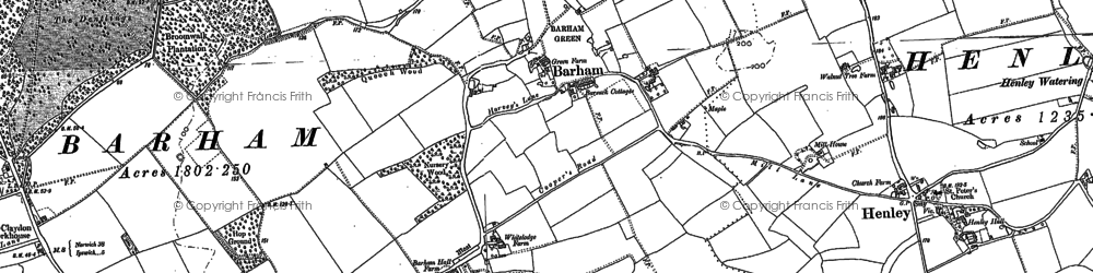 Old map of Barham Green in 1883
