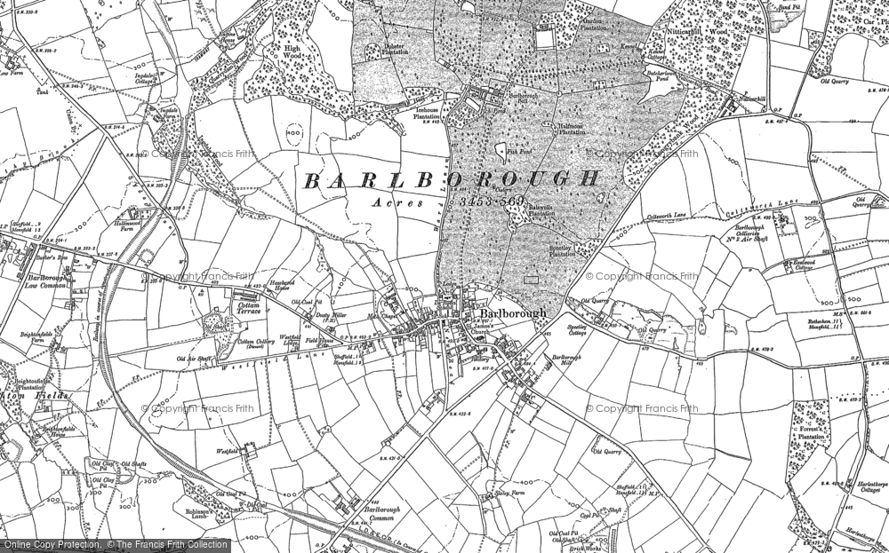 Old Map of Historic Map covering Barlborough Low Common in 1884