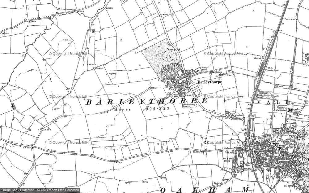 Old Map of Barleythorpe, 1884 - 1902 in 1884