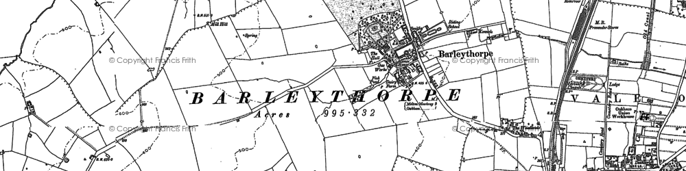 Old map of Barleythorpe in 1884