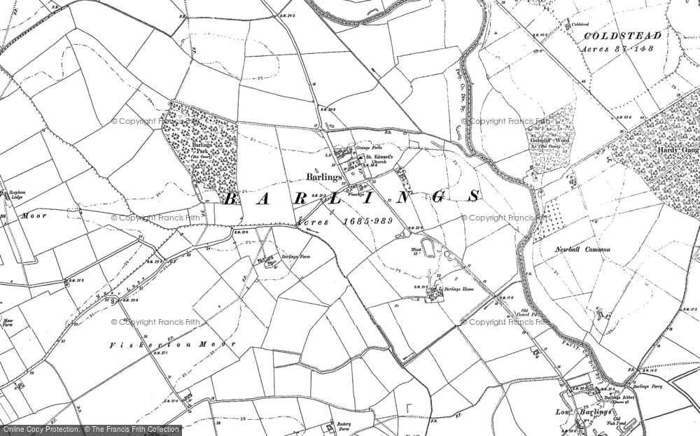Old Map of Historic Map covering Low Barlings in 1886