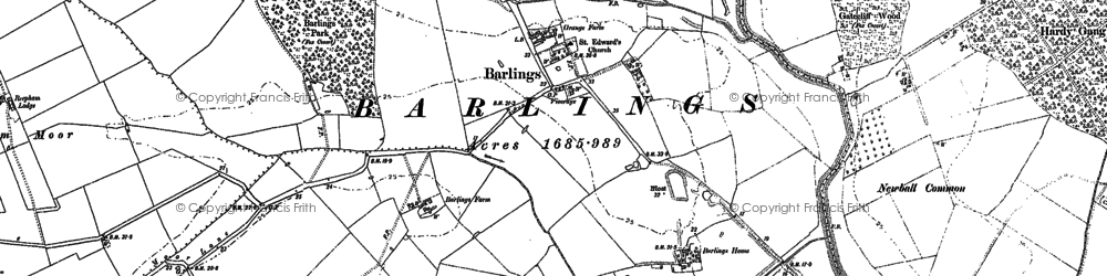 Old map of Barlings Hall in 1886