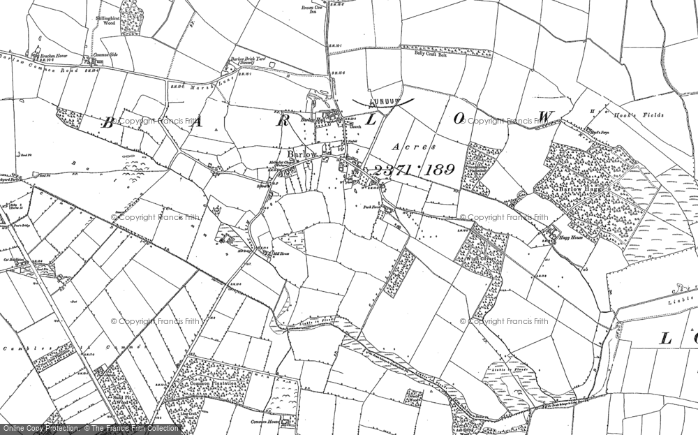 Old Map of Historic Map covering Barlow Grange in 1889