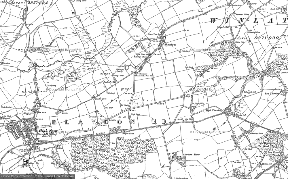 Old Map of Historic Map covering Barlow Burn in 1895