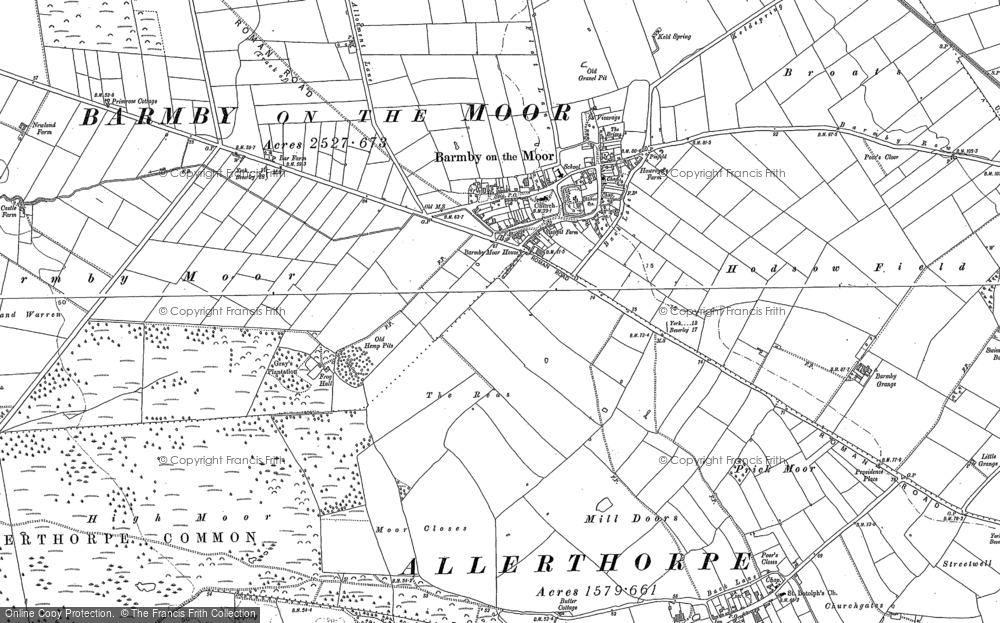 Old Map of Historic Map covering Yapham Common in 1890