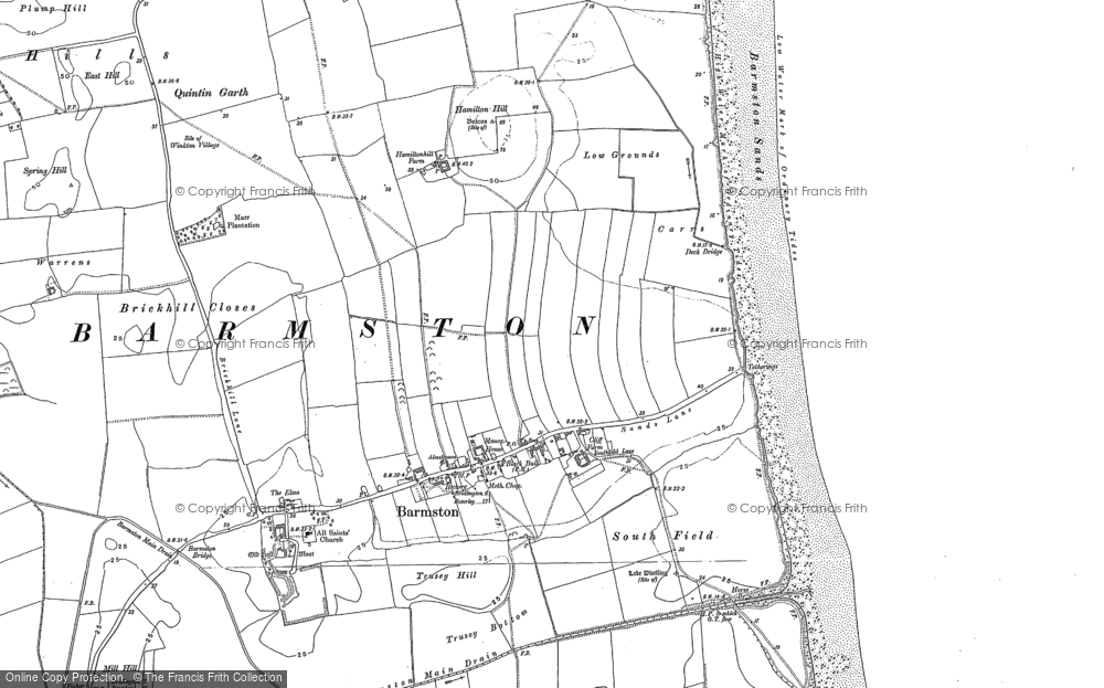 Old Map of Historic Map covering Barmston Sands in 1909