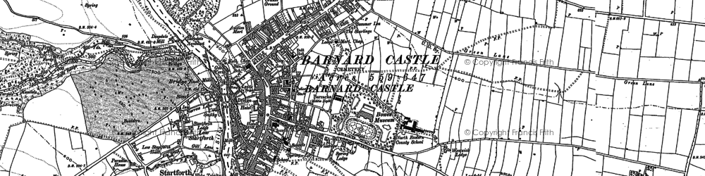 Old map of Barnard Castle in 1896