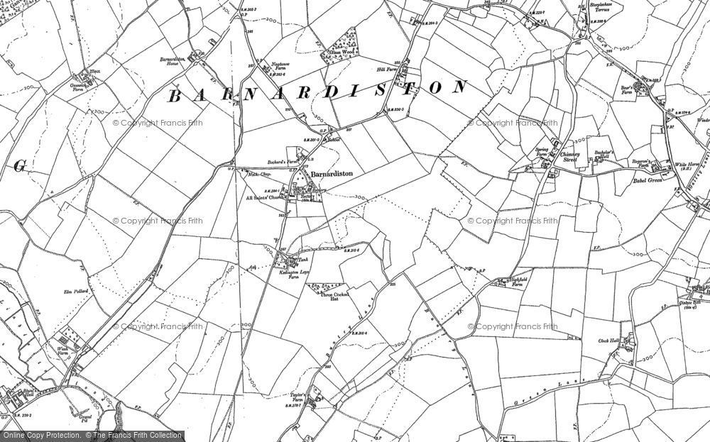 Old Map of Historic Map covering Trundley Wood in 1884