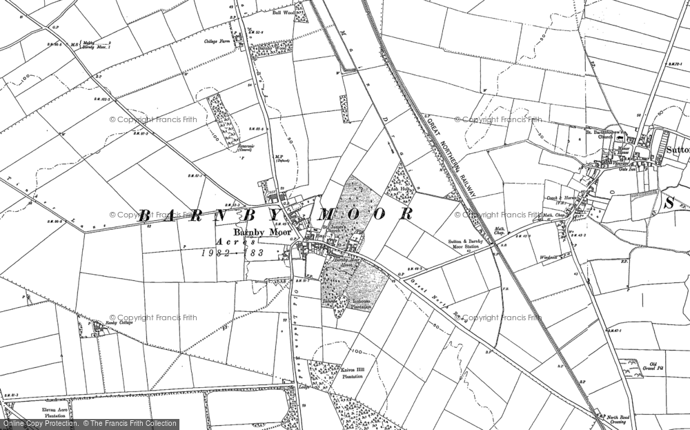 Old Map of Historic Map covering Barnby Fox Covert in 1885