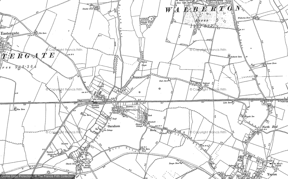 Old Map of Historic Map covering Barnham Court in 1847