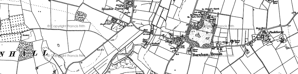 Old map of Barnham Broom in 1882