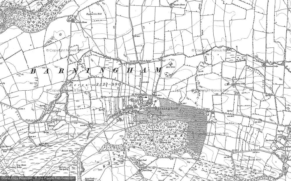 Old Map of Historic Map covering Barningham Park in 1854
