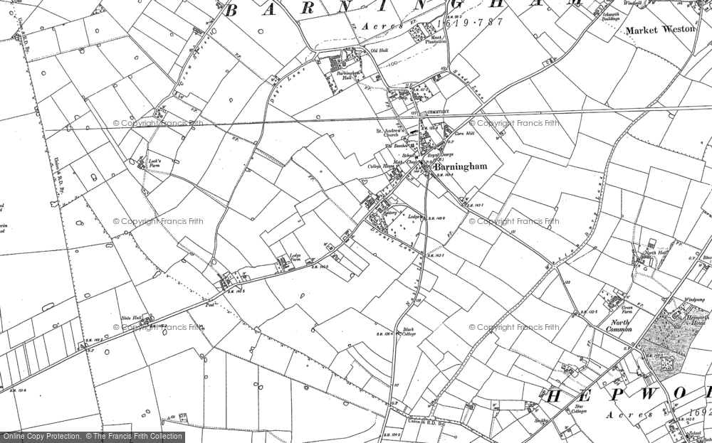 Old Map of Barningham, 1882 in 1882