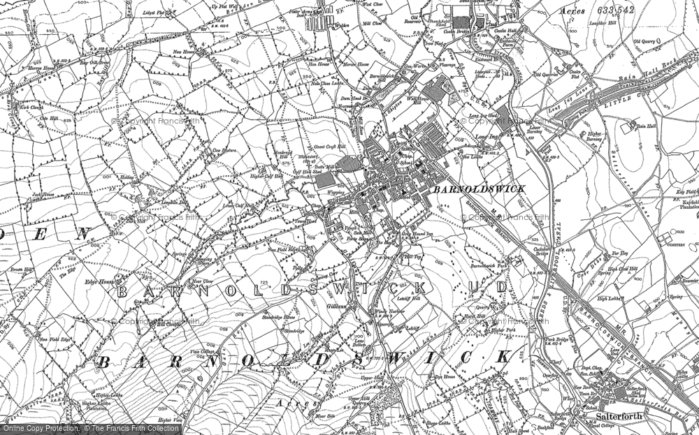 Old Map of Historic Map covering White Moor in 1892