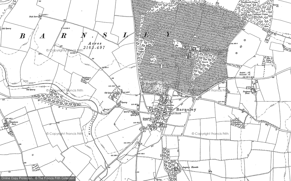 Old Map of Historic Map covering Barnsley Wold in 1875