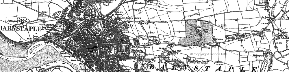 Old map of Barnstaple in 1885