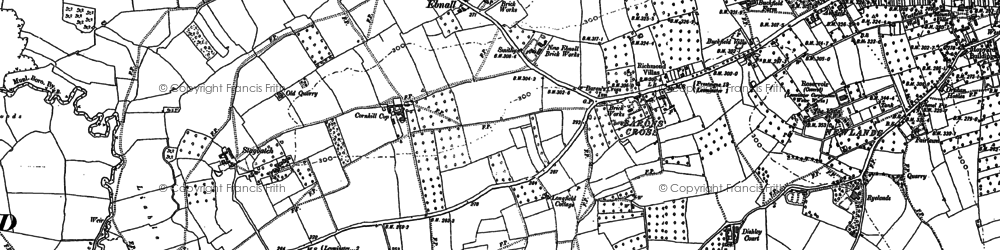 Old map of Barons' Cross in 1885