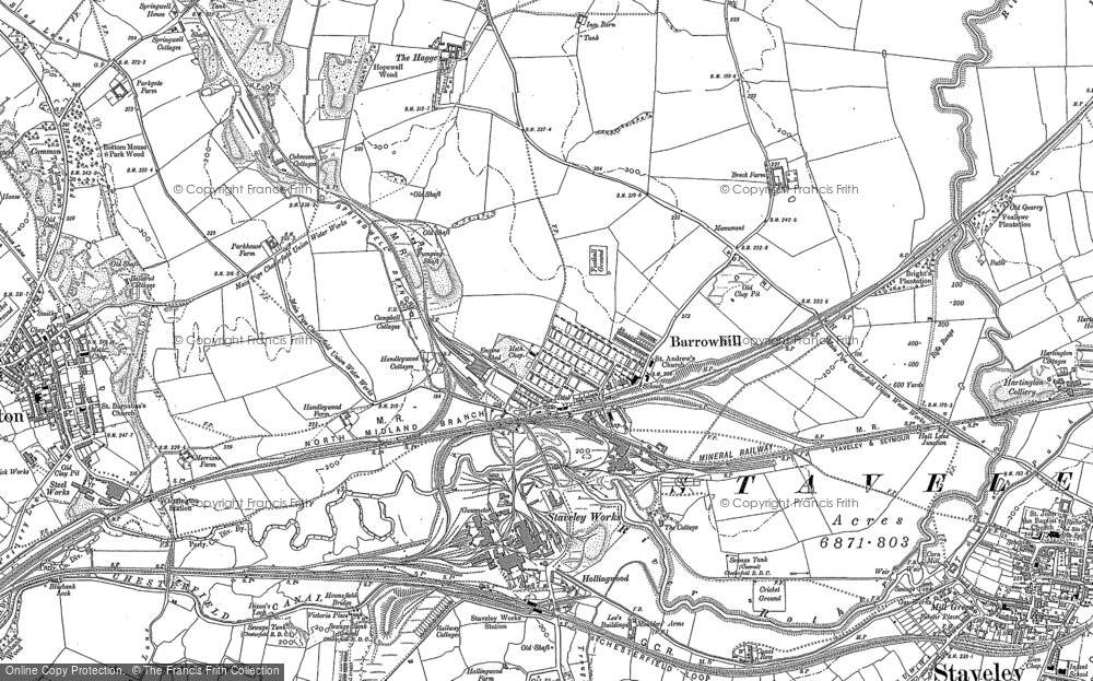 Old Map of Barrow Hill, 1876 in 1876