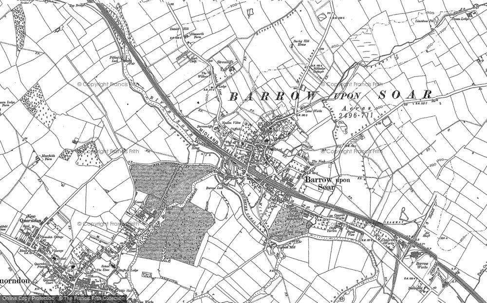 Old Map of Barrow upon Soar, 1883 in 1883