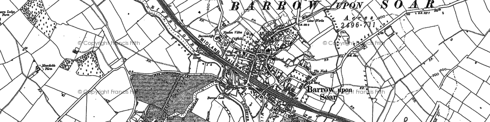 Old map of Barrow upon Soar in 1883