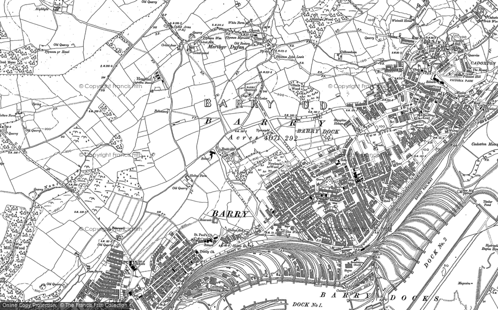 Old Map of Historic Map covering Colcot in 1898