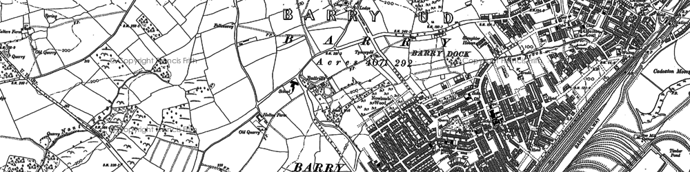 Old map of Cadoxton in 1898