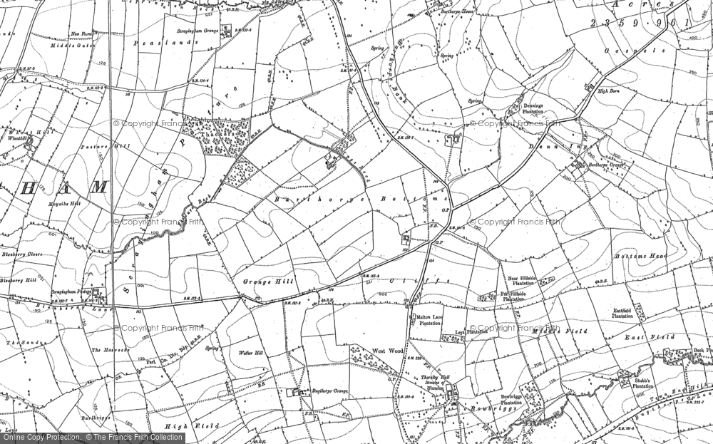 Old Map of Historic Map covering Barthorpe Grange in 1891