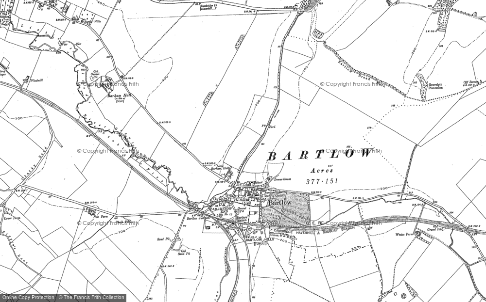 Old Map of Historic Map covering Bartlow Hills in 1901