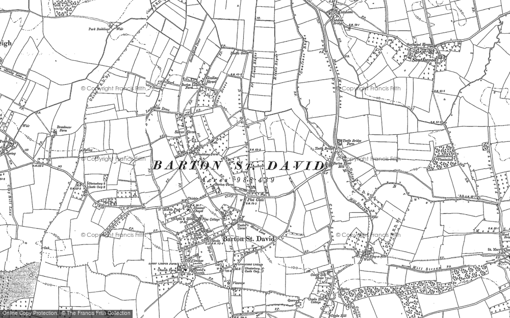 Old Map of Barton St David, 1885 in 1885