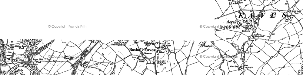 Old map of Bashall Eaves in 1907