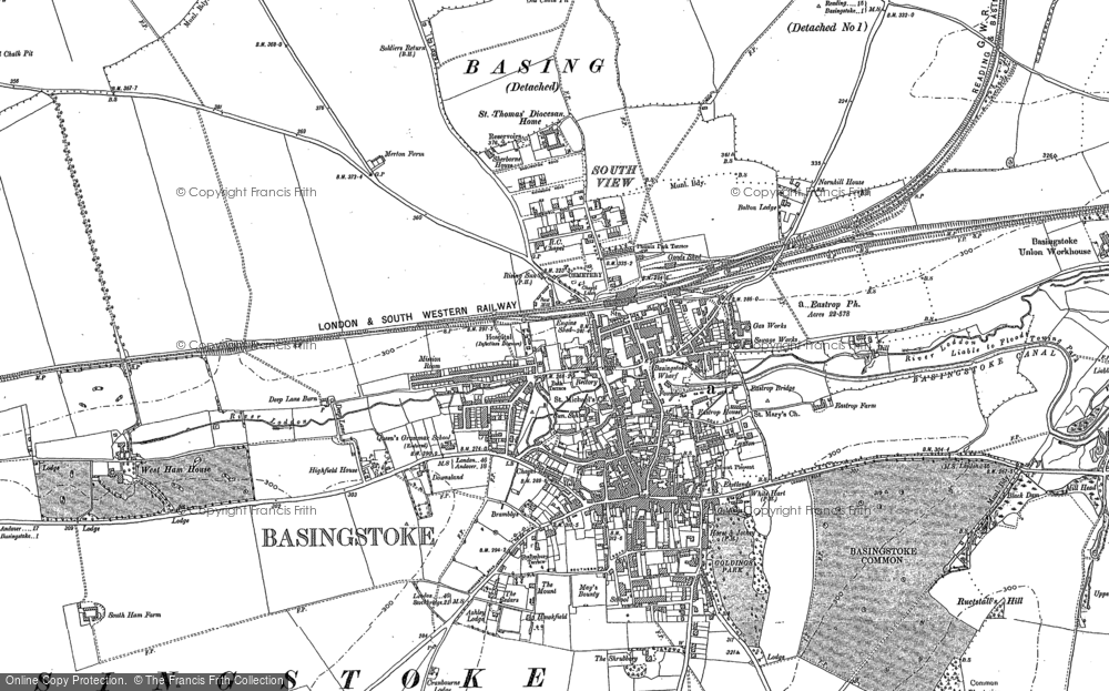 Old Map of Historic Map covering Houndmills in 1894