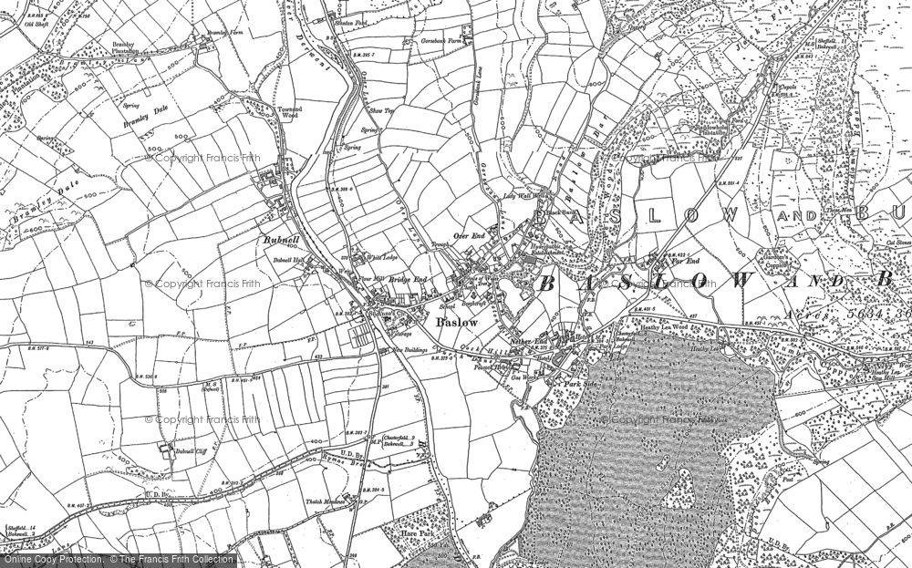 Old Map of Historic Map covering Birchen Edge in 1878