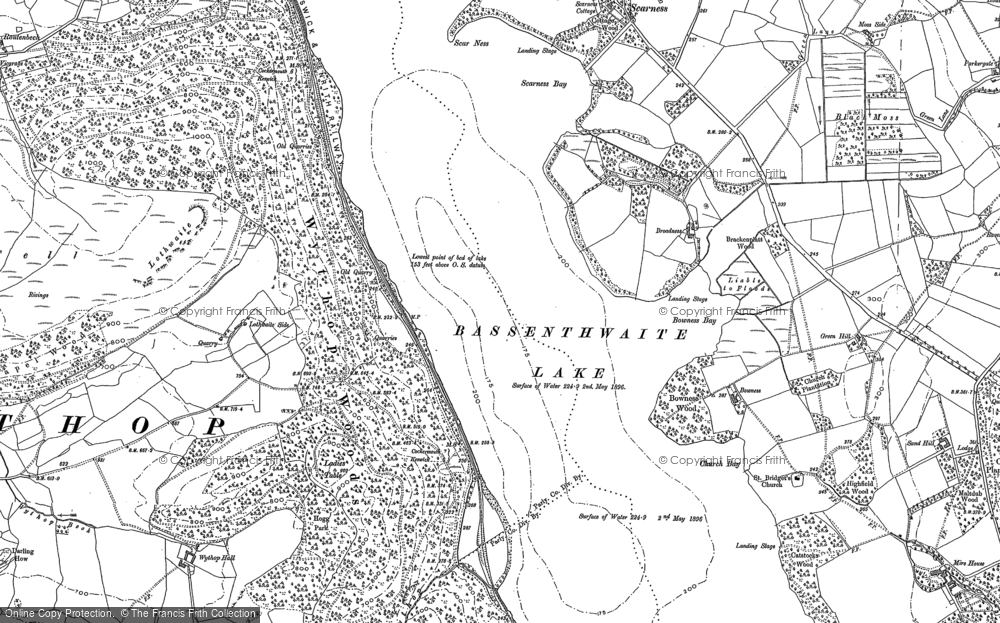 Old Map of Bassenthwaite Lake, 1898 - 1899 in 1898